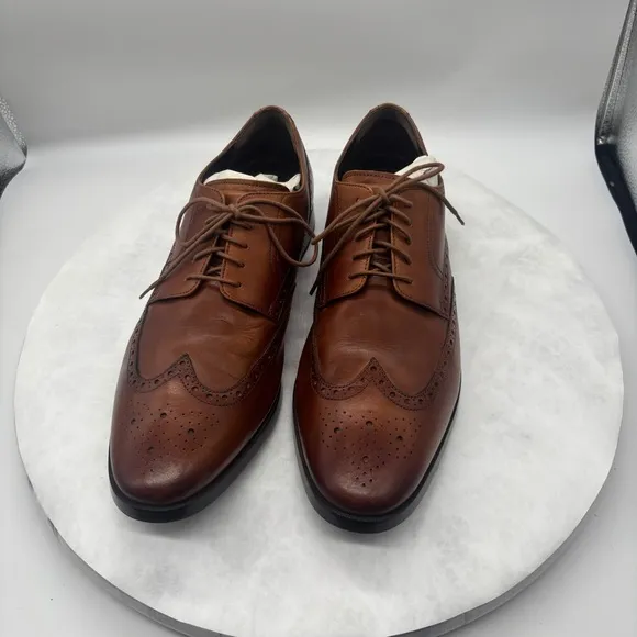 Cole Haan Brown Leather Oxford Shoes with Brogue Detailing Size 12