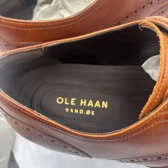 Cole Haan Brown Leather Oxford Shoes with Brogue Detailing Size 12