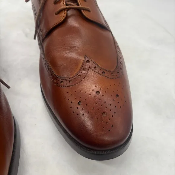 Cole Haan Brown Leather Oxford Shoes with Brogue Detailing Size 12