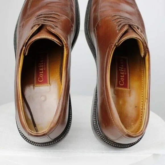 Cole Haan City Derby Leather Apron Toe Lace Up Moc Brown Men’s Size 10.5