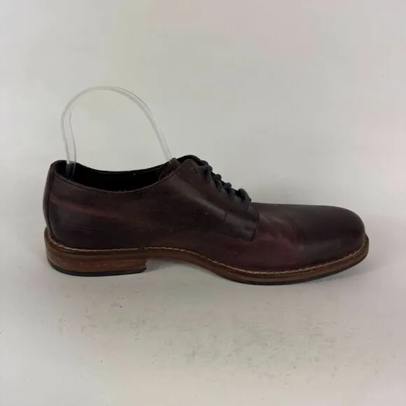Cole Haan Dress Shoes Men 9 Burgundy Distressed Leather Lace-Up Round Toe Derbys