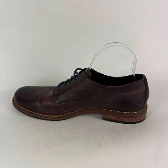 Cole Haan Dress Shoes Men 9 Burgundy Distressed Leather Lace-Up Round Toe Derbys