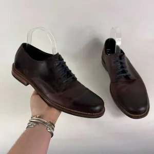 Cole Haan Dress Shoes Men 9 Burgundy Distressed Leather Lace-Up Round Toe Derbys