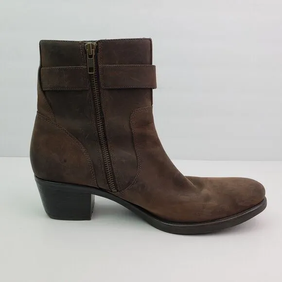 Cole Haan G Series Womens Size 10 B Brown Leather Side Zip 2&quot; Heeled Boots D2634