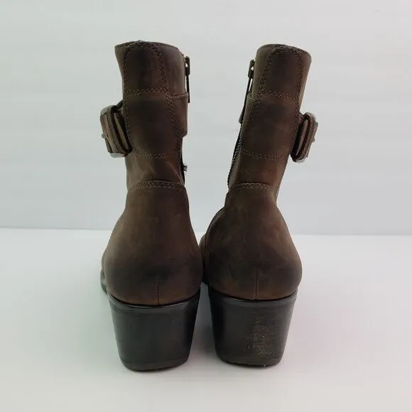 Cole Haan G Series Womens Size 10 B Brown Leather Side Zip 2&quot; Heeled Boots D2634