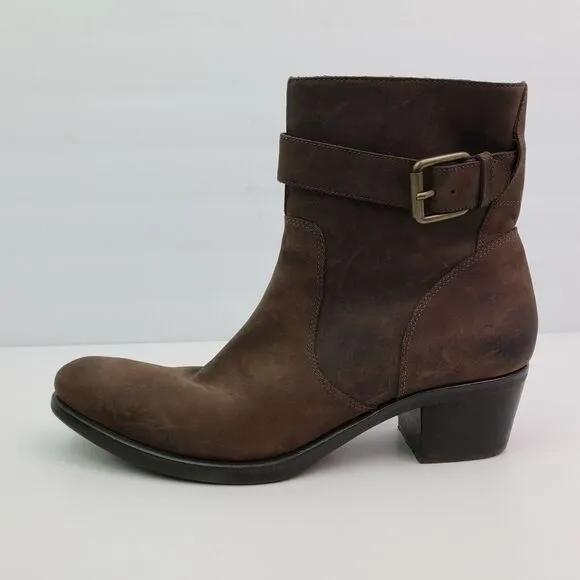 Cole Haan G Series Womens Size 10 B Brown Leather Side Zip 2&quot; Heeled Boots D2634