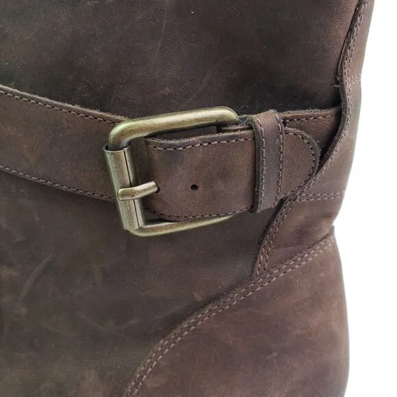Cole Haan G Series Womens Size 10 B Brown Leather Side Zip 2&quot; Heeled Boots D2634