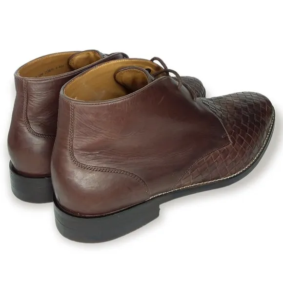 Cole Haan Grand OS Woven Leather Cambridge Chukka Boots Size 10M Brown Lace Up