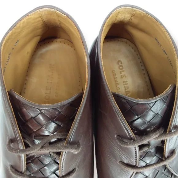 Cole Haan Grand OS Woven Leather Cambridge Chukka Boots Size 10M Brown Lace Up