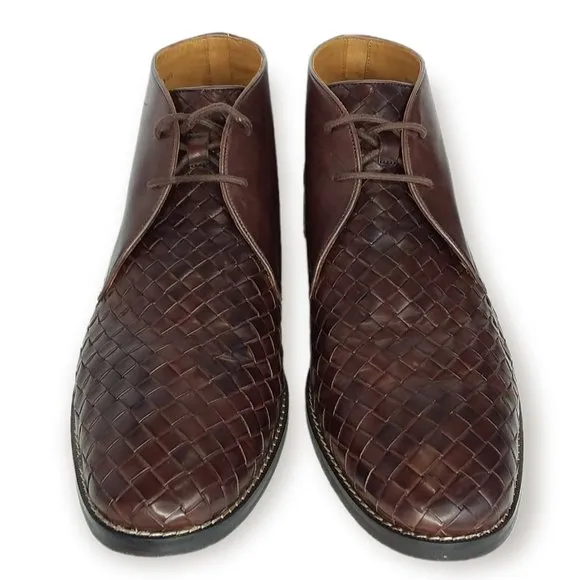 Cole Haan Grand OS Woven Leather Cambridge Chukka Boots Size 10M Brown Lace Up