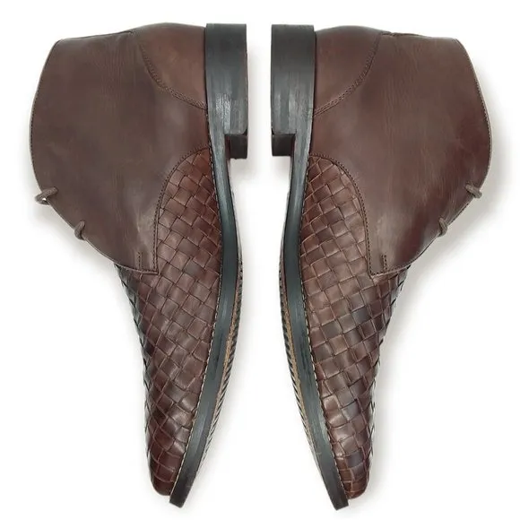 Cole Haan Grand OS Woven Leather Cambridge Chukka Boots Size 10M Brown Lace Up