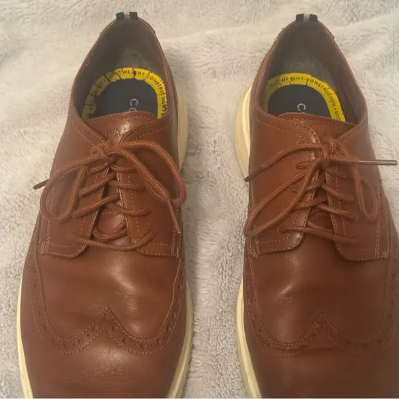 Cole Haan Grand Wingtip Oxford Men's Brown Leather Dress Shoes Size 9.5