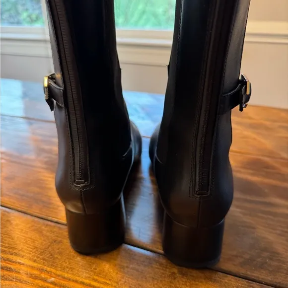COLE HAAN LEATHER Avani Stretch Black Riding Boots-9.5
