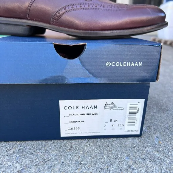 Cole Haan Men Sz 8 Brown Original Grand Longwing Oxford Borque Wingtip Formal