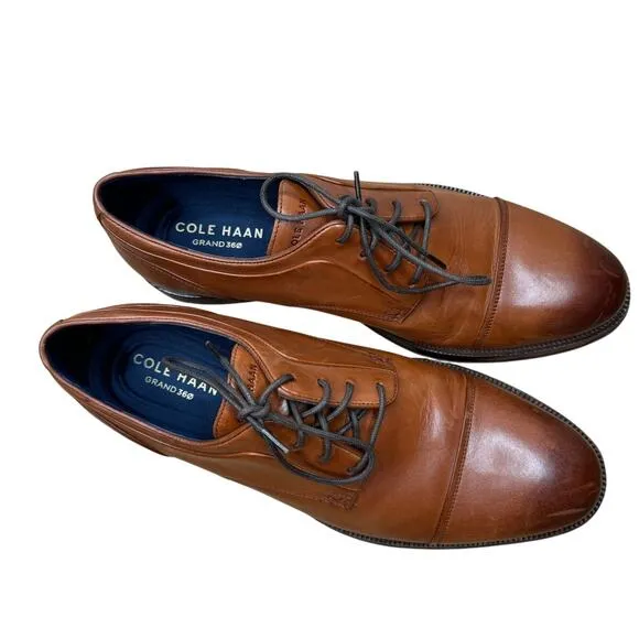Cole Haan Men's Carnegie Cap Toe Derby Oxford Dress Shoe Brown Tan Leather