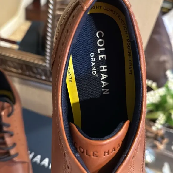 Cole Haan Men’s Grand  Men's Wingtip Oxford Brown Leather Shoes  NEW