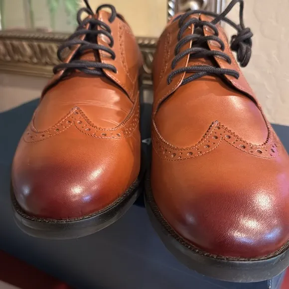 Cole Haan Men’s Grand  Men's Wingtip Oxford Brown Leather Shoes  NEW
