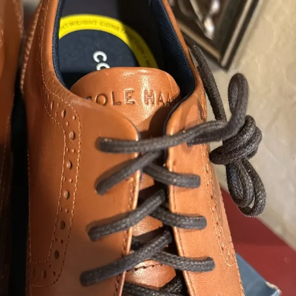 Cole Haan Men’s Grand  Men's Wingtip Oxford Brown Leather Shoes  NEW