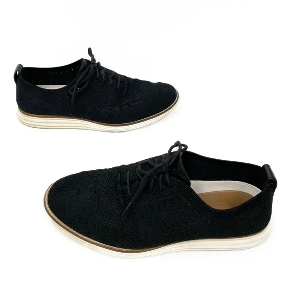 Cole Haan Men's Original Grand OG Knit Wingtip Oxford Shoes, Black Ivory - 9.5