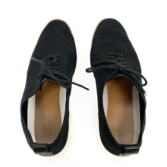 Cole Haan Men's Original Grand OG Knit Wingtip Oxford Shoes, Black Ivory - 9.5