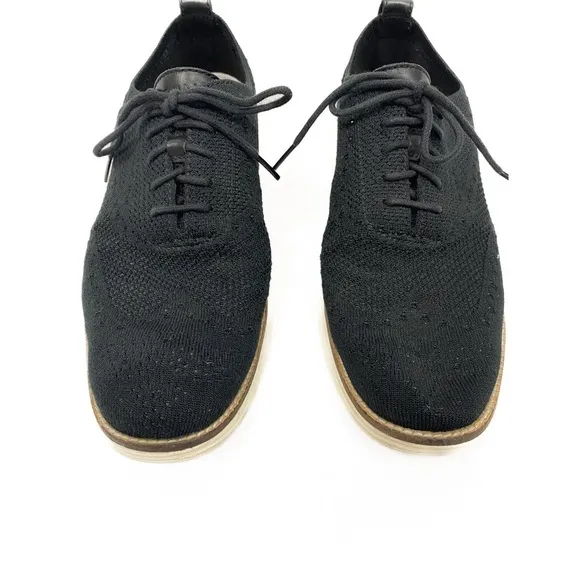 Cole Haan Men's Original Grand OG Knit Wingtip Oxford Shoes, Black Ivory - 9.5