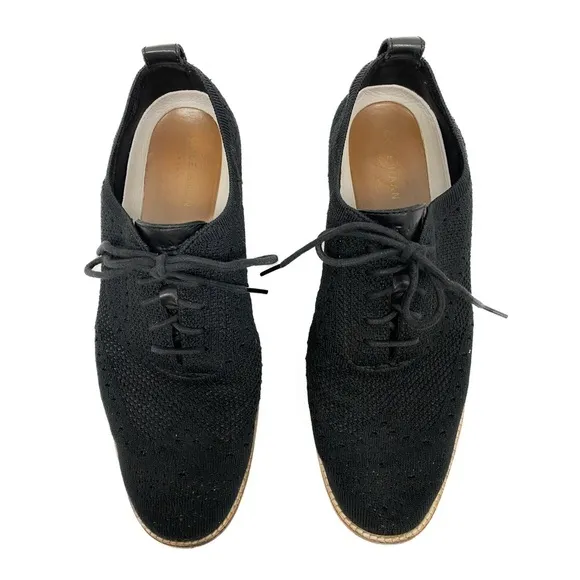 Cole Haan Men's Original Grand OG Knit Wingtip Oxford Shoes, Black Ivory - 9.5