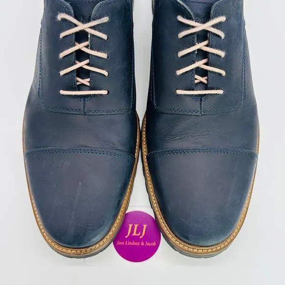 Cole Haan Men's Richardson Cap Toe Marine Blue Leather Derby C28874 Size 10.5