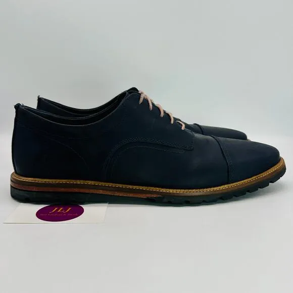 Cole Haan Men's Richardson Cap Toe Marine Blue Leather Derby C28874 Size 10.5