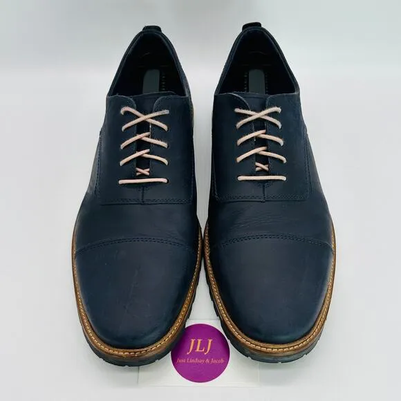 Cole Haan Men's Richardson Cap Toe Marine Blue Leather Derby C28874 Size 10.5