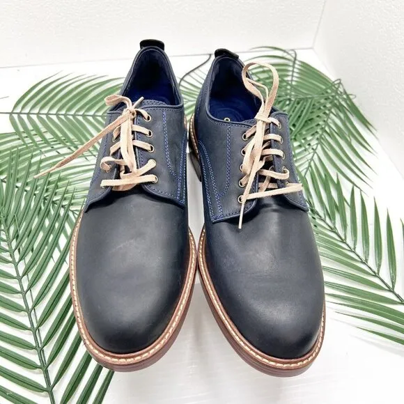 Cole Haan Men's Tyler Grand Plain-Toe Derby Dress Shoes In Marine Blue Size 9.5M