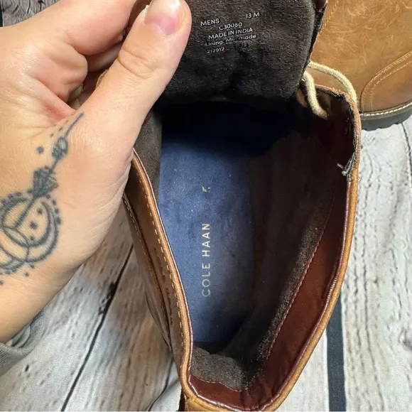 COLE HAAN Nathan Men's Chestnut Cap Toe Leather Chukka Boots Size 13