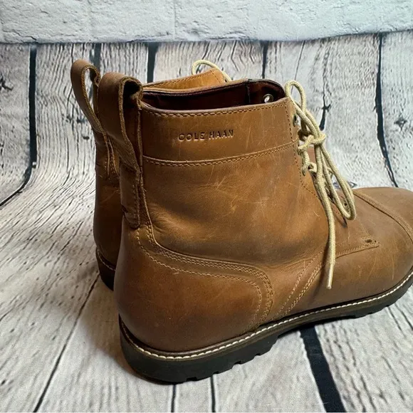 COLE HAAN Nathan Men's Chestnut Cap Toe Leather Chukka Boots Size 13