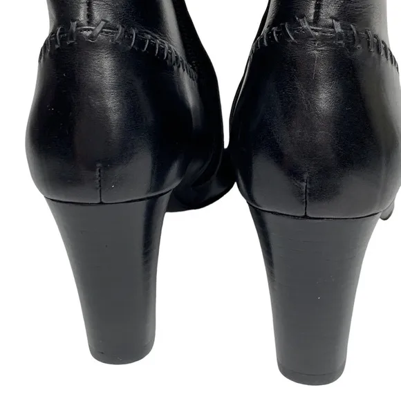 Cole Haan New with Tags Black Leather Side Zip Tall Ankle Boots 3” Stacked Heel