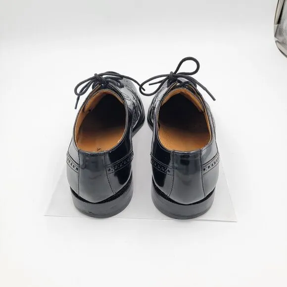 Cole Haan Oxford Black Leather Wingtip Brogue Round Toe Lace Up Shoes Size 8M