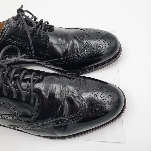 Cole Haan Oxford Black Leather Wingtip Brogue Round Toe Lace Up Shoes Size 8M