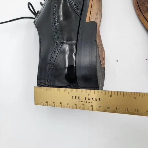 Cole Haan Oxford Black Leather Wingtip Brogue Round Toe Lace Up Shoes Size 8M