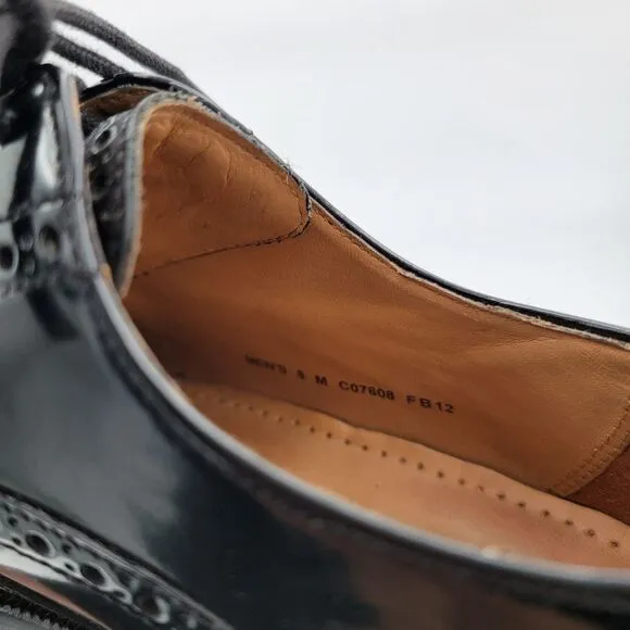 Cole Haan Oxford Black Leather Wingtip Brogue Round Toe Lace Up Shoes Size 8M