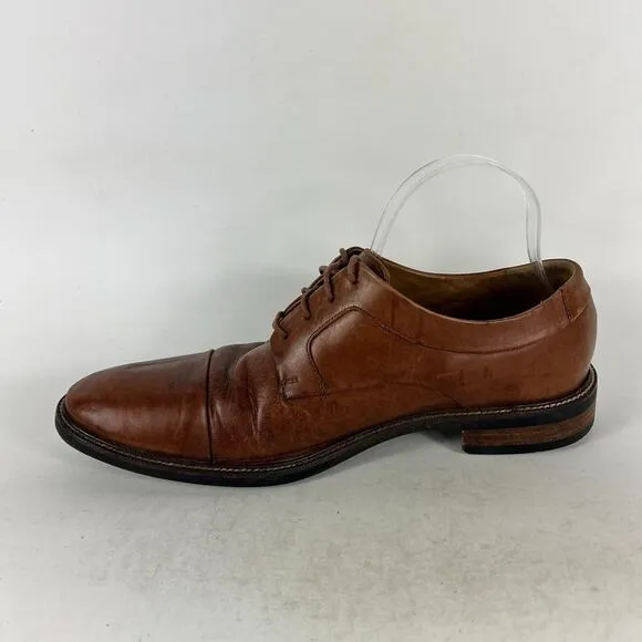Cole Haan Oxford Men's 10.5 Brown Leather Lace Up Block Heel Formal Dress Shoes