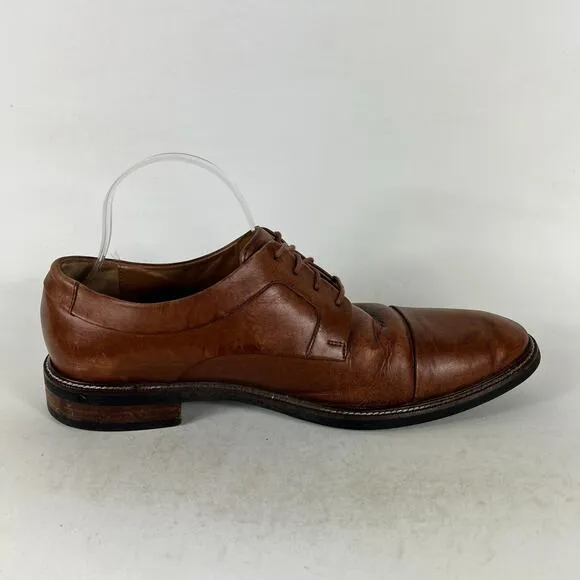 Cole Haan Oxford Men's 10.5 Brown Leather Lace Up Block Heel Formal Dress Shoes