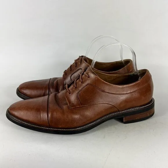 Cole Haan Oxford Men's 10.5 Brown Leather Lace Up Block Heel Formal Dress Shoes