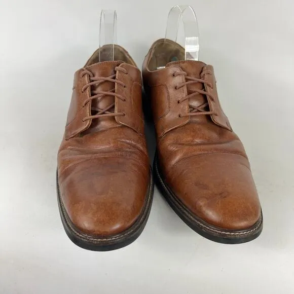 Cole Haan Oxford Men's 10.5 Brown Leather Lace Up Block Heel Formal Dress Shoes