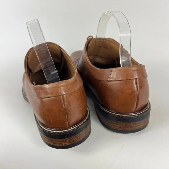 Cole Haan Oxford Men's 10.5 Brown Leather Lace Up Block Heel Formal Dress Shoes
