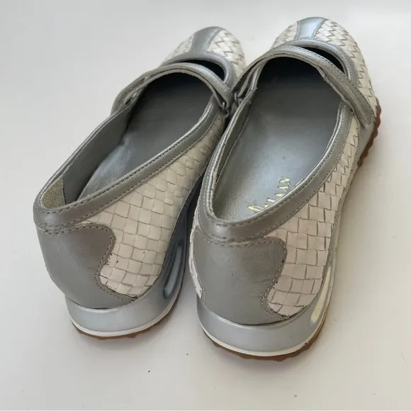 Cole Haan Silver and White Mary Jane Flats