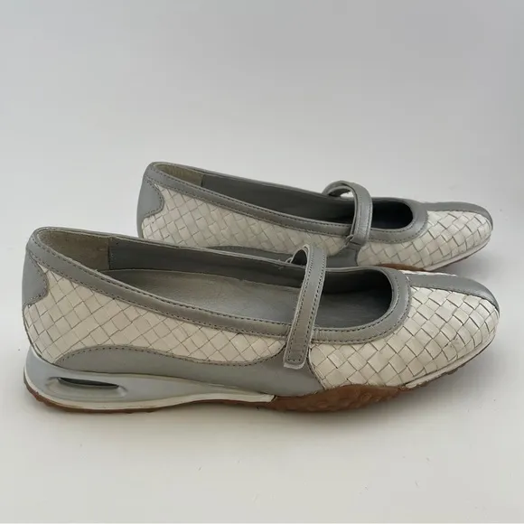 Cole Haan Silver and White Mary Jane Flats