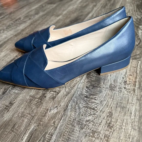 COLE HAAN Size 8 Camila&quot; Skimmer Flats Marine Blue Leather
