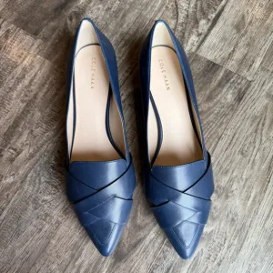 COLE HAAN Size 8 Camila&quot; Skimmer Flats Marine Blue Leather