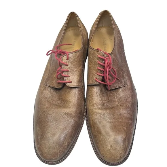 Cole Haan Williams Derby Brown Distressed Leather Oxford Shoes Size 13