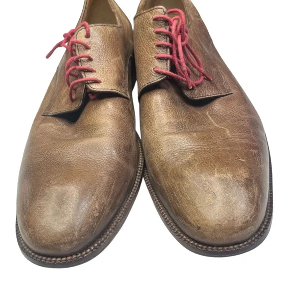 Cole Haan Williams Derby Brown Distressed Leather Oxford Shoes Size 13