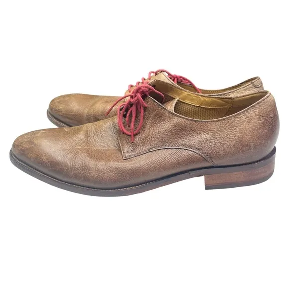 Cole Haan Williams Derby Brown Distressed Leather Oxford Shoes Size 13