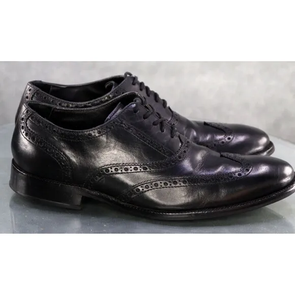 Cole Haan Williams Men's Wingtip Brogue Dress Shoes Size 8 Leather Black C12209
